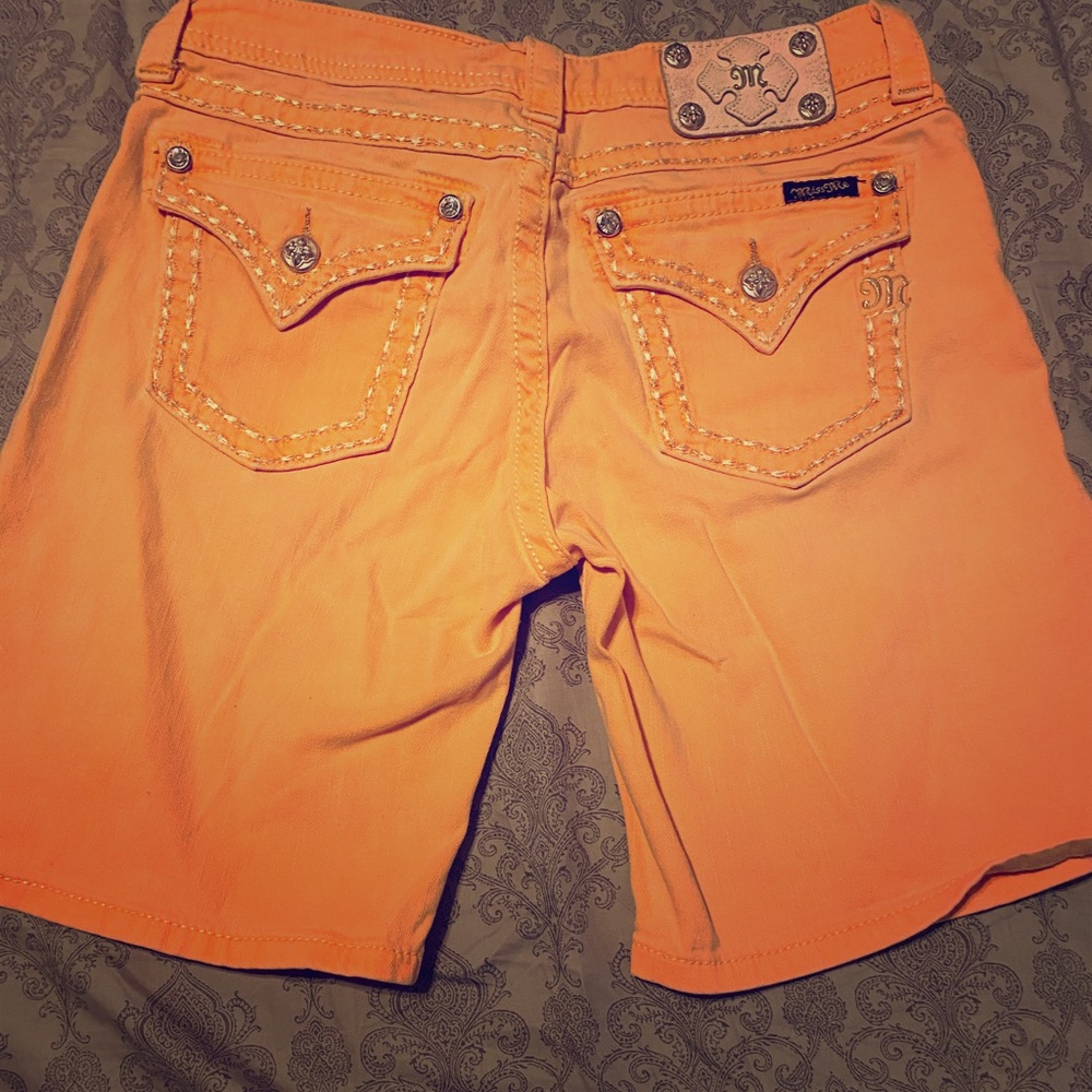 Rare Miss Me Size 28 Neon Orange Boyfriend Shorts